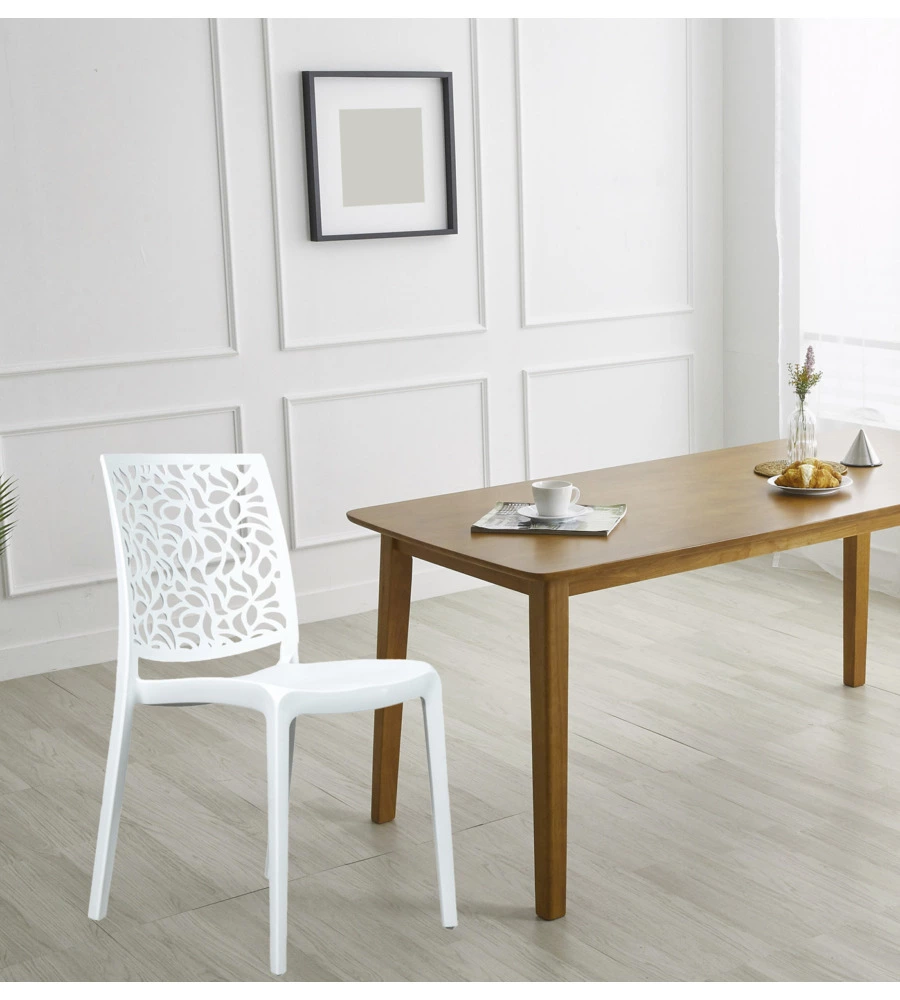 SEDIA DA INTERNO MONOBLOCCO "LONDON" IN RESINA BIANCO, 44X56X83,5 CM